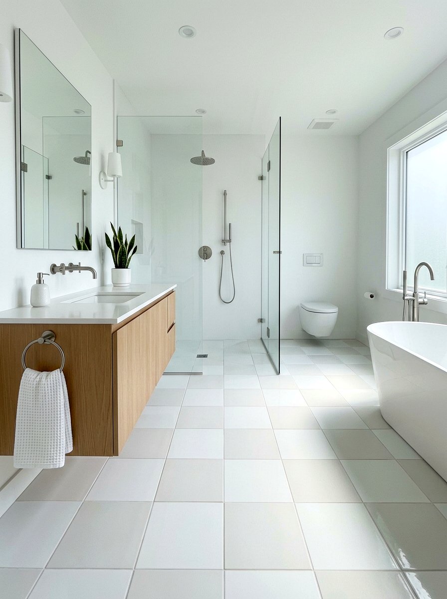 Mixed texture checkerboard bathroom floor - 30 checkerboard bath floor ideas