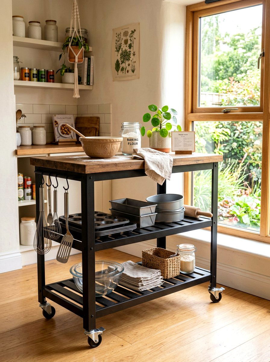 Mobile Baking Cart Station - 30 pastry corner kitchen ideas