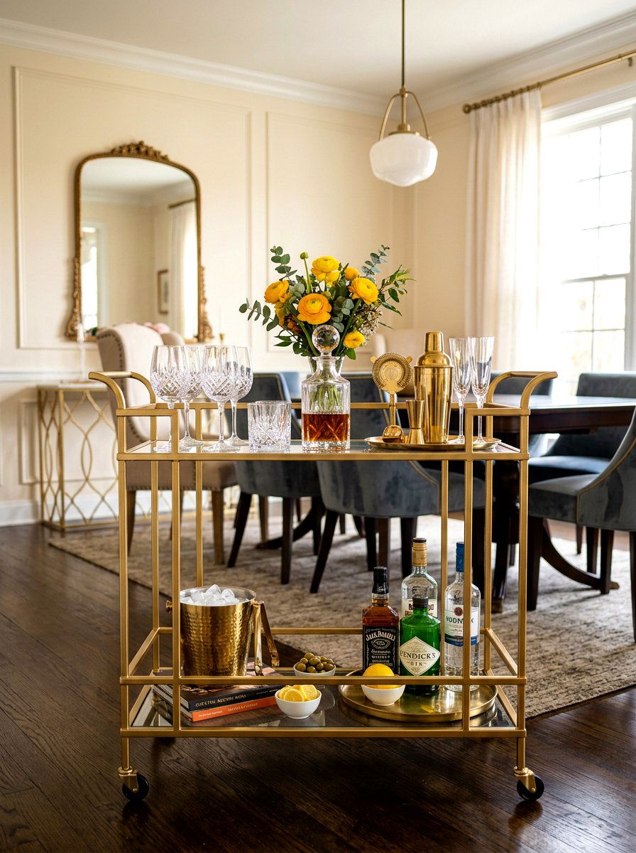 Mobile Bar Cart - 30 no drill shelf styling ideas