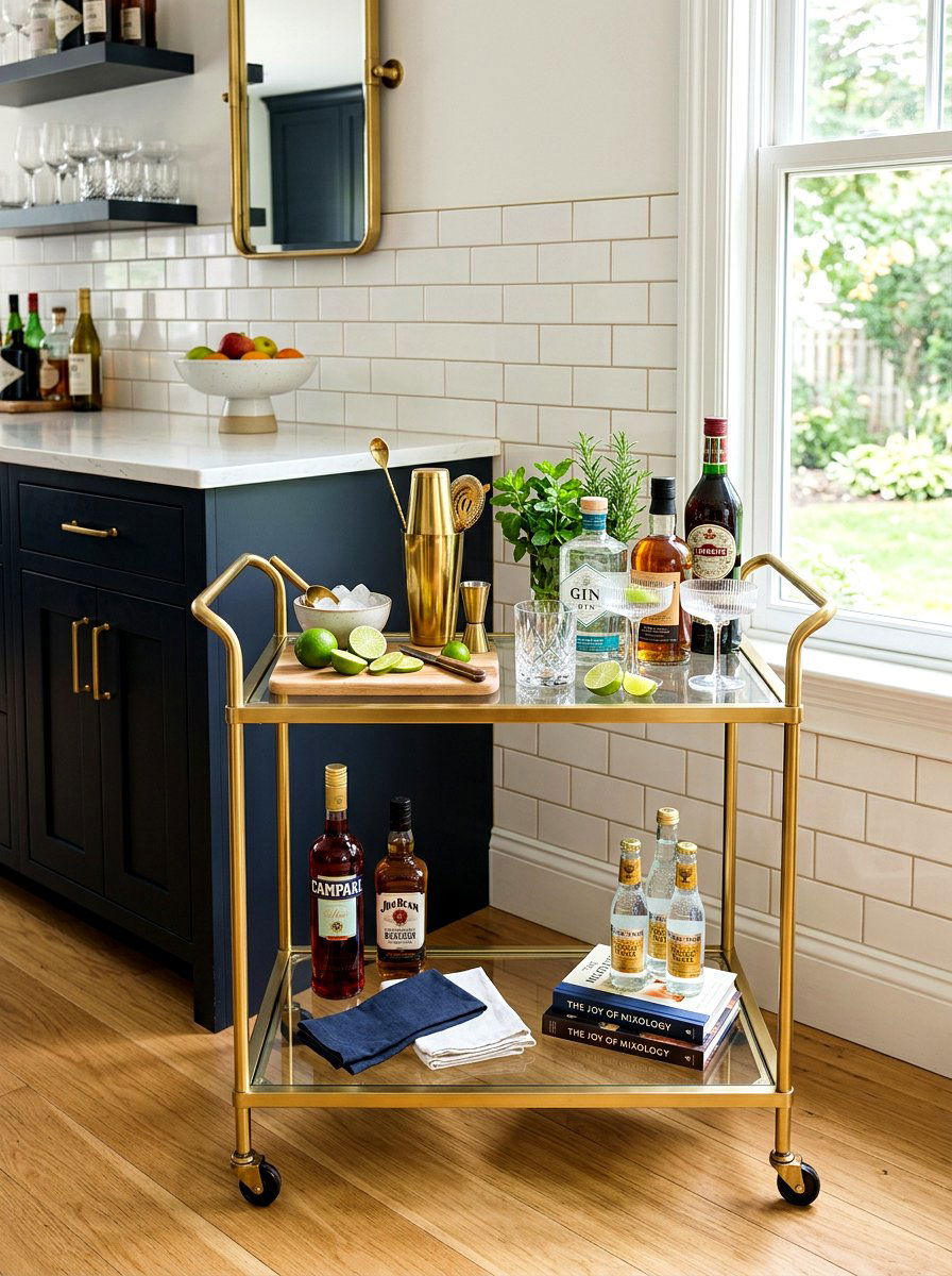 Mobile Bar Cart Station - 30 second prep space kitchen ideas