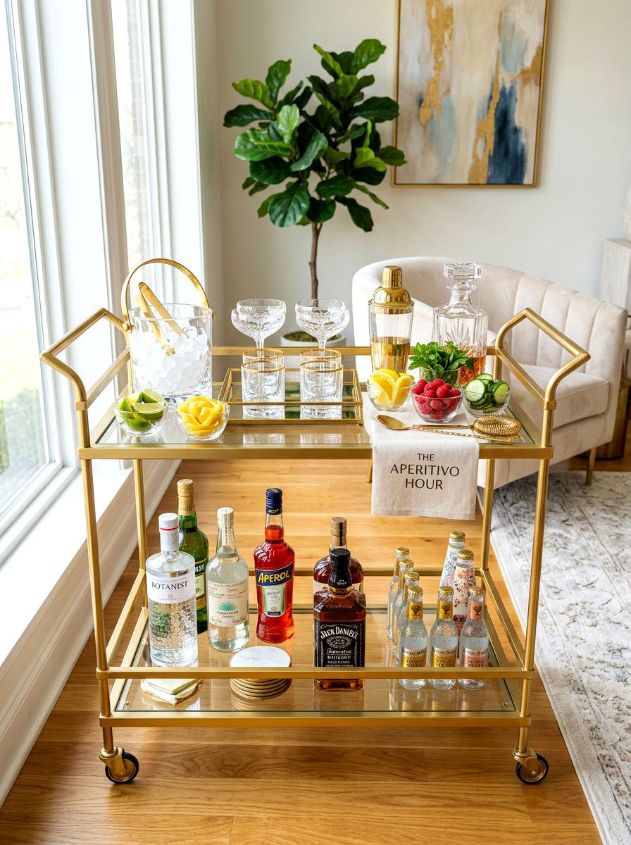 Mobile Bar Cart - 30 backyard hosting ideas