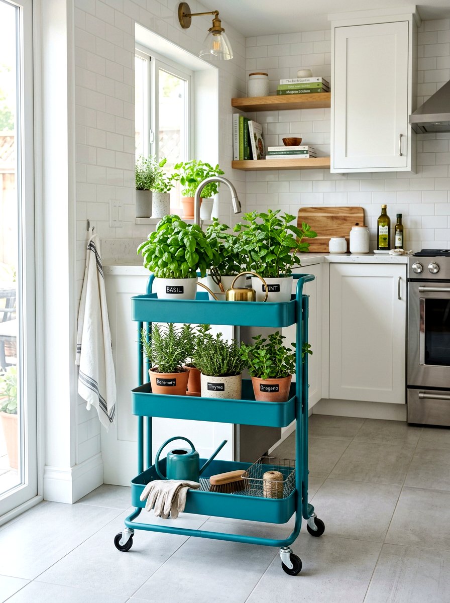 Mobile Cart Herb Garden - 30 small herb garden ideas