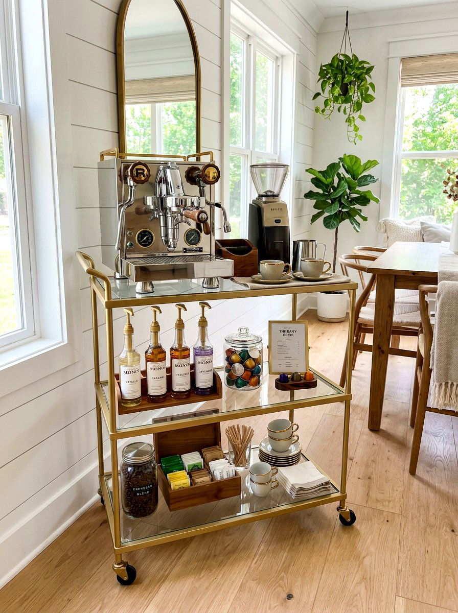 Mobile Coffee Cart Setup - 30 kitchen coffee bar ideas