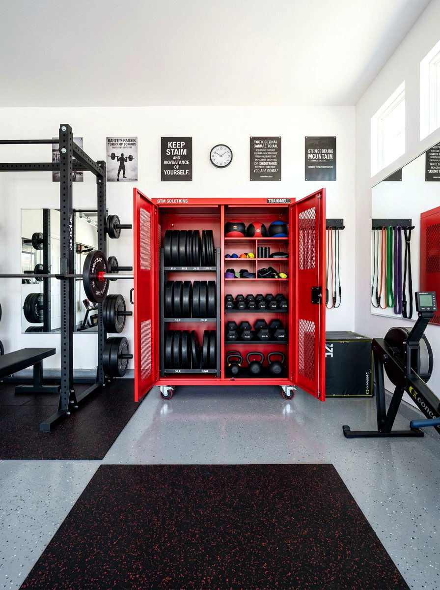 Mobile Equipment Storage Locker - 30 dumbbell storage ideas