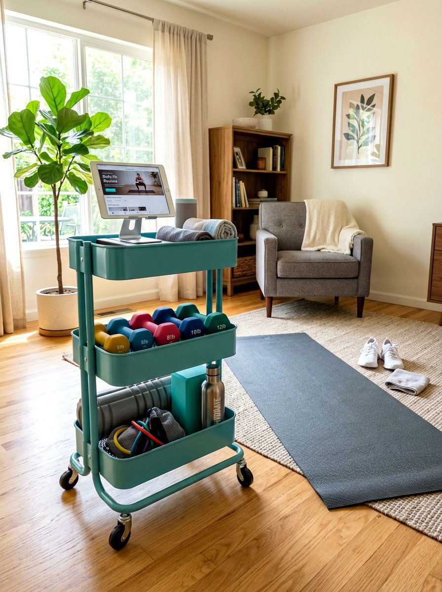 Mobile Fitness Cart - 30 small home gym ideas