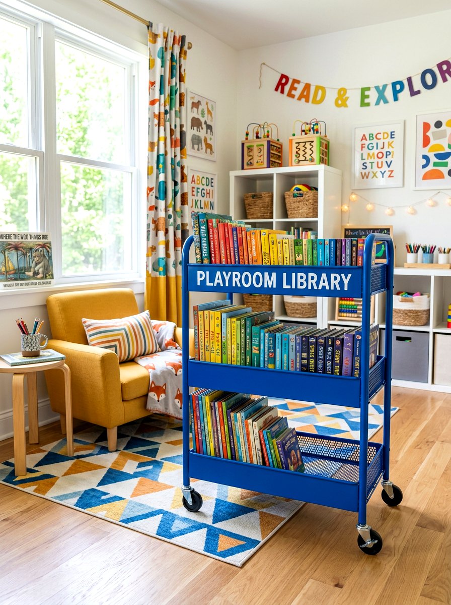 Mobile Library Cart - 30 library kids room ideas