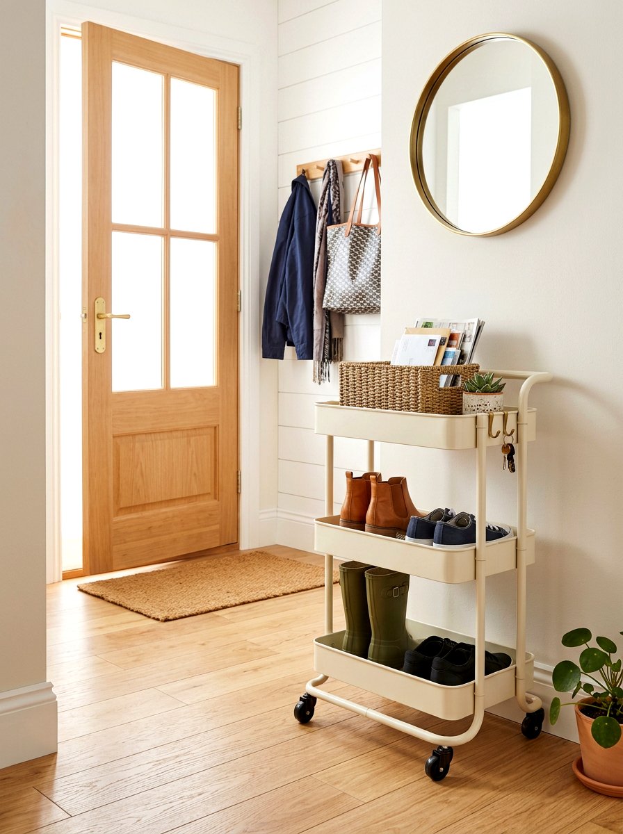 Mobile Mudroom Cart - 30 mini mudroom apartment ideas