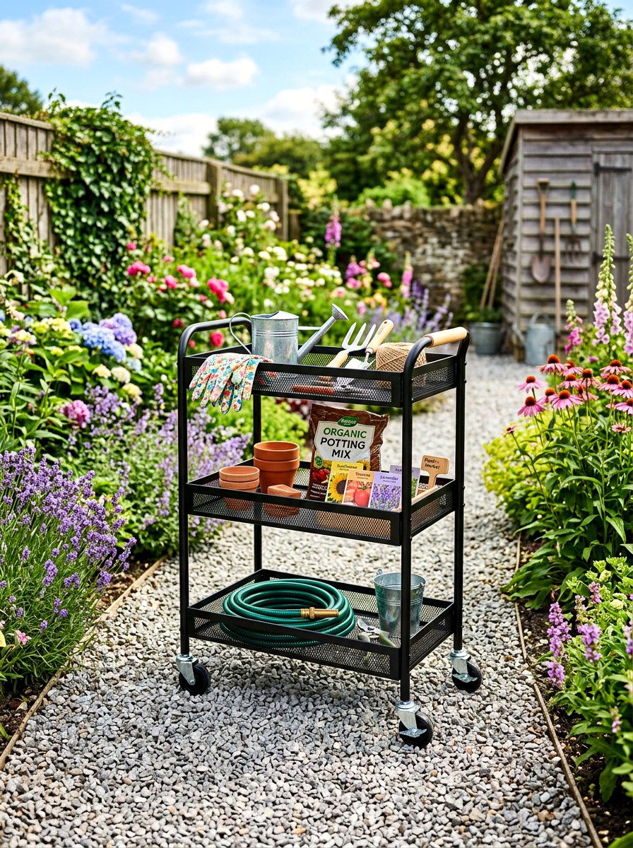 Mobile Outdoor Storage Cart - 30 side yard storage ideas