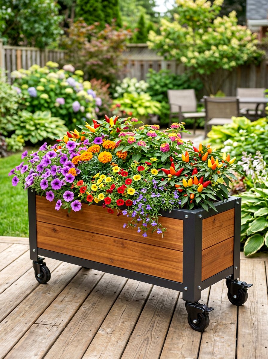 Mobile Planter With Wheels - 30 raised planter box ideas