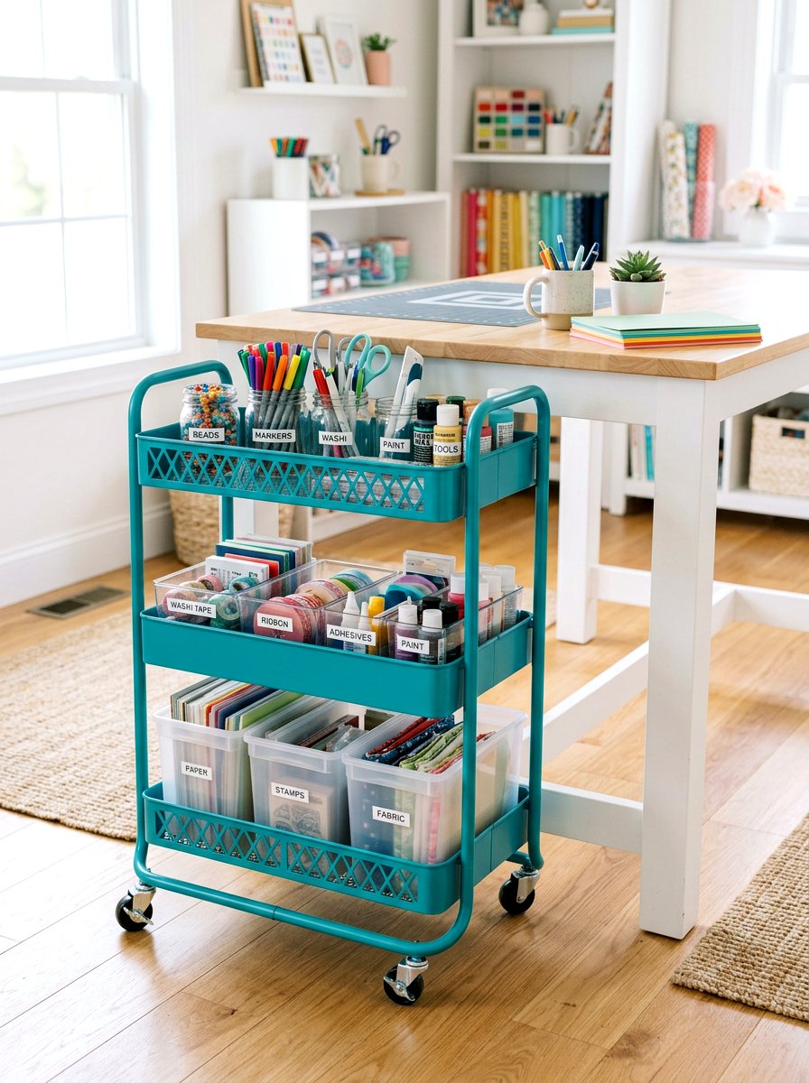 Mobile Rolling Craft Cart - 30 crafting nook ideas