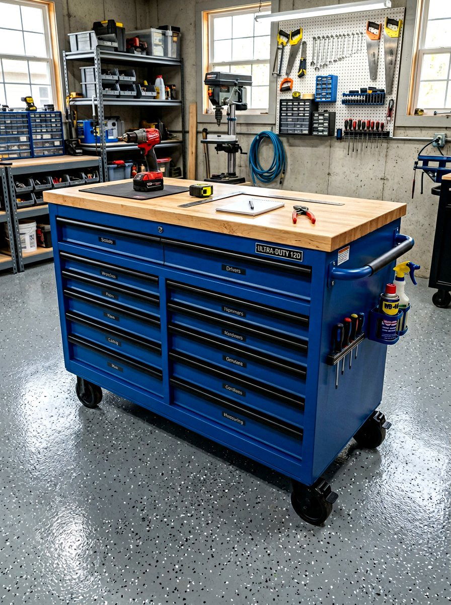 Mobile Rolling Tool Cabinet - 30 garage workbench ideas