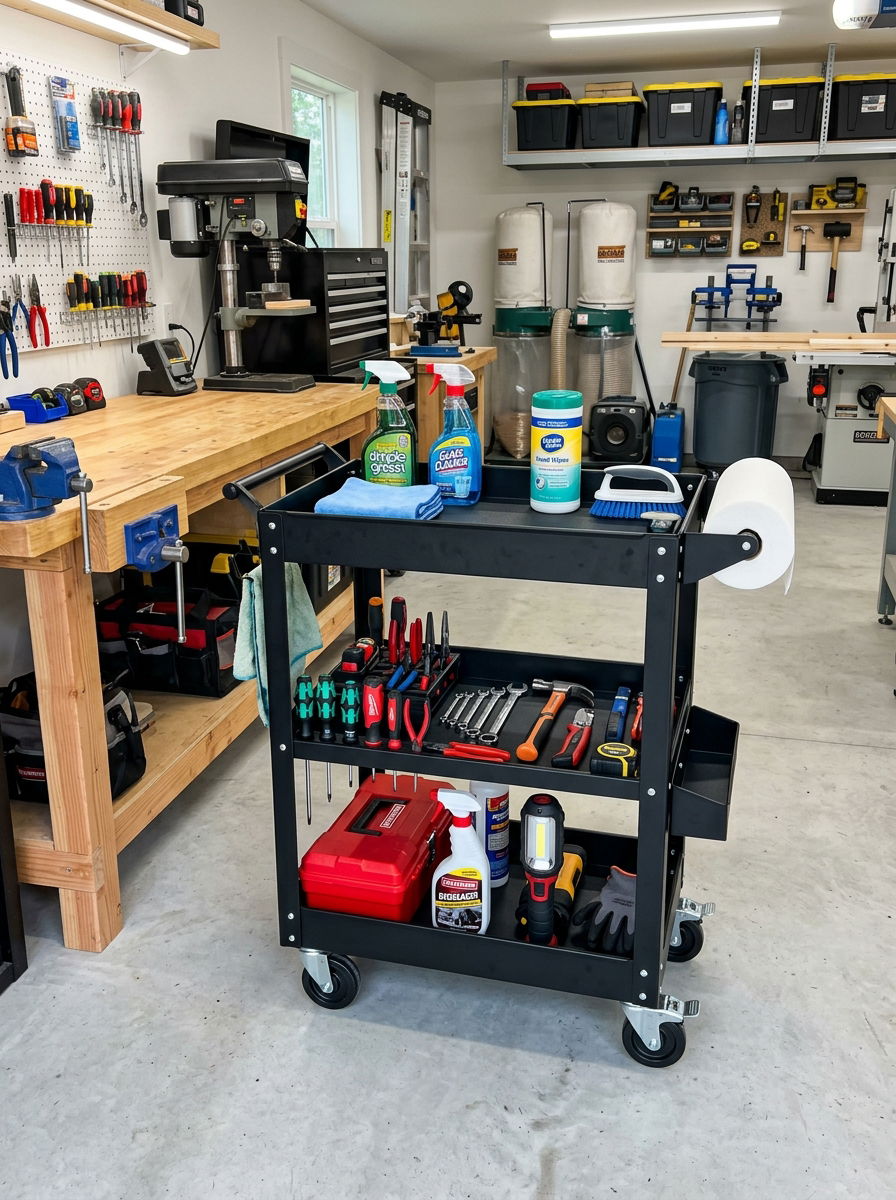 Mobile Utility Cart Station - 30 shed organization ideas