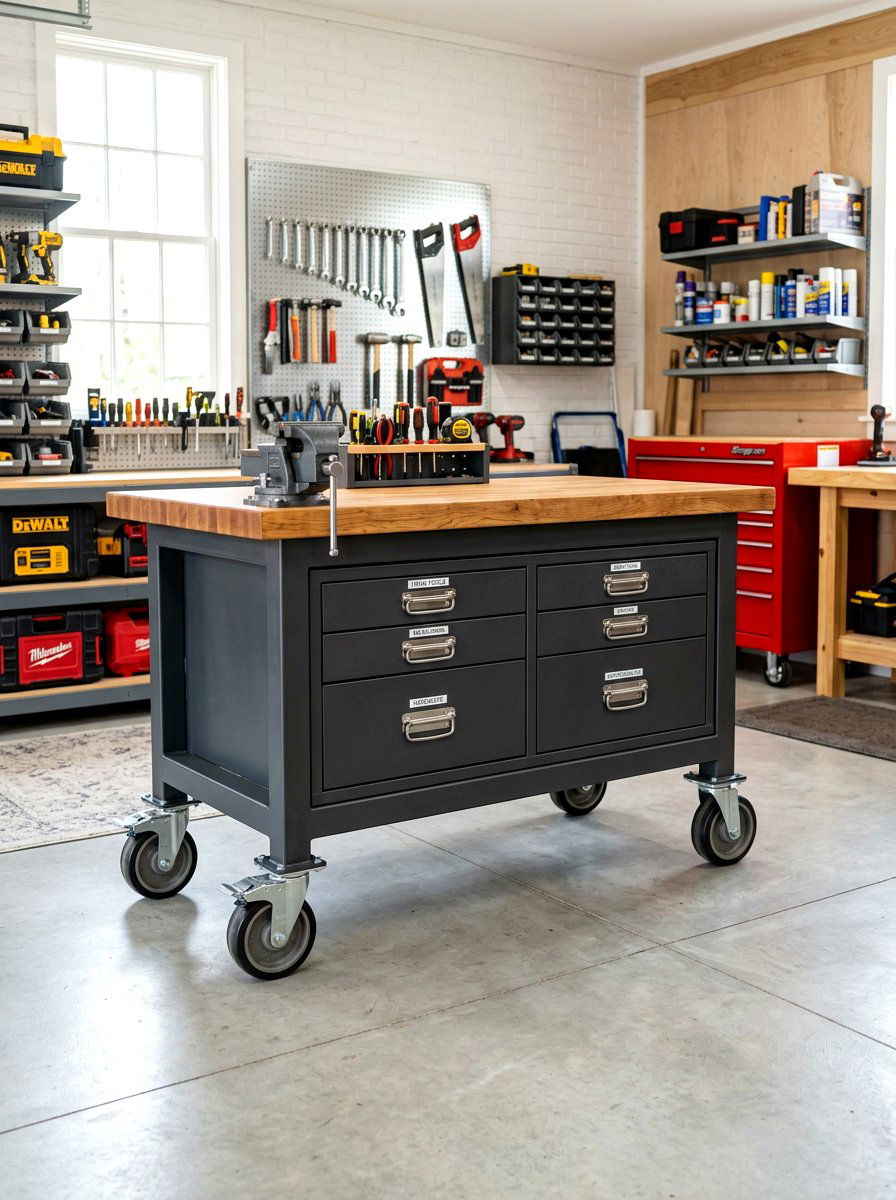 Mobile Workbench - 30 garage workshop ideas