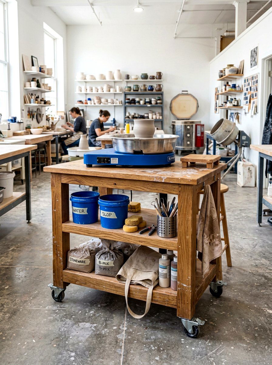 Mobile pottery workstation - 30 pottery room ideas