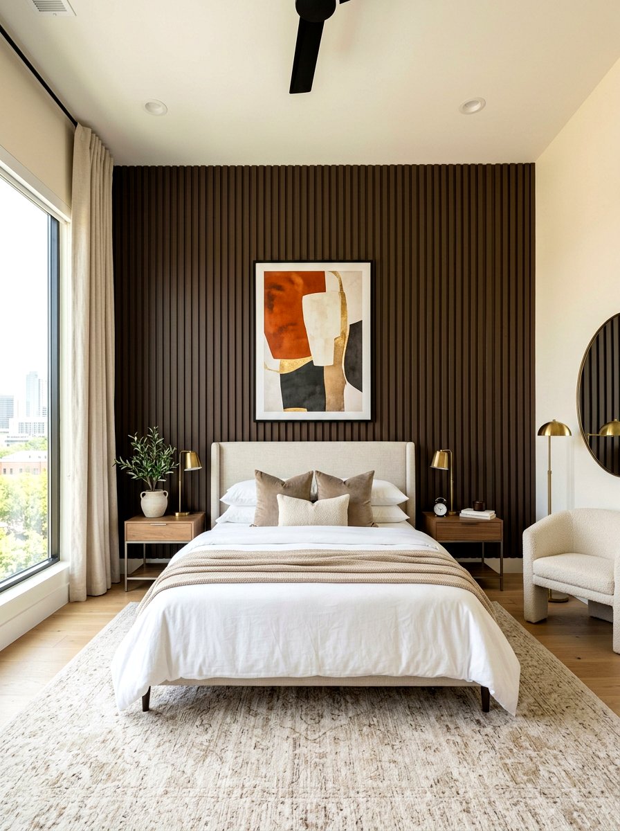 Mocha Accent Wall Bedroom - 30 mocha room ideas