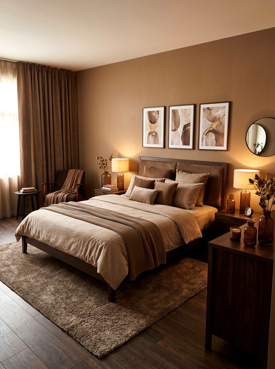 Mocha Bedroom - 30 monochromatic bedroom ideas