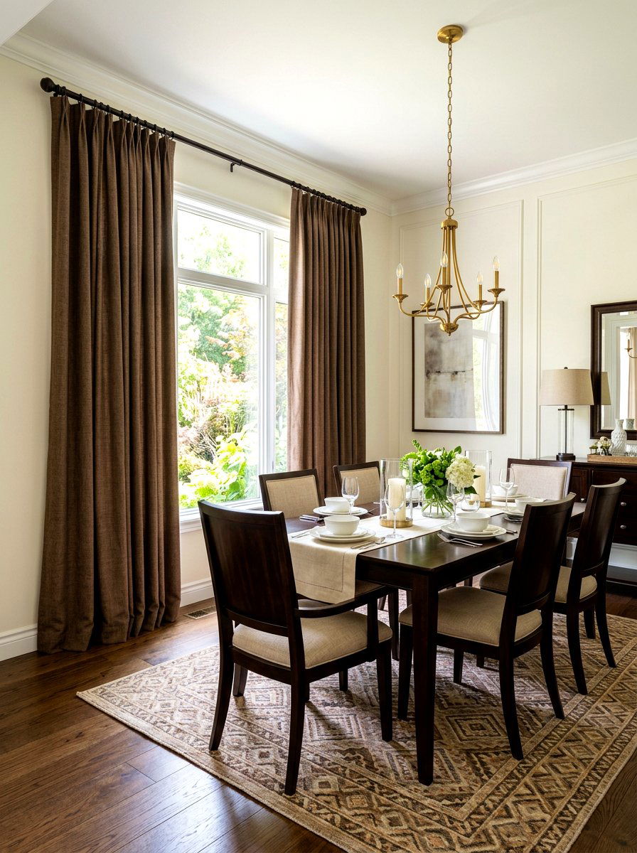 Mocha Brown Dining Room Curtains - 30 brown dining room decor ideas