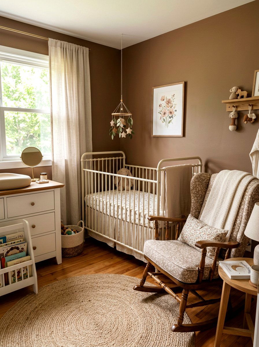 Mocha Floral Nursery Pattern 1 - 30 mocha nursery ideas