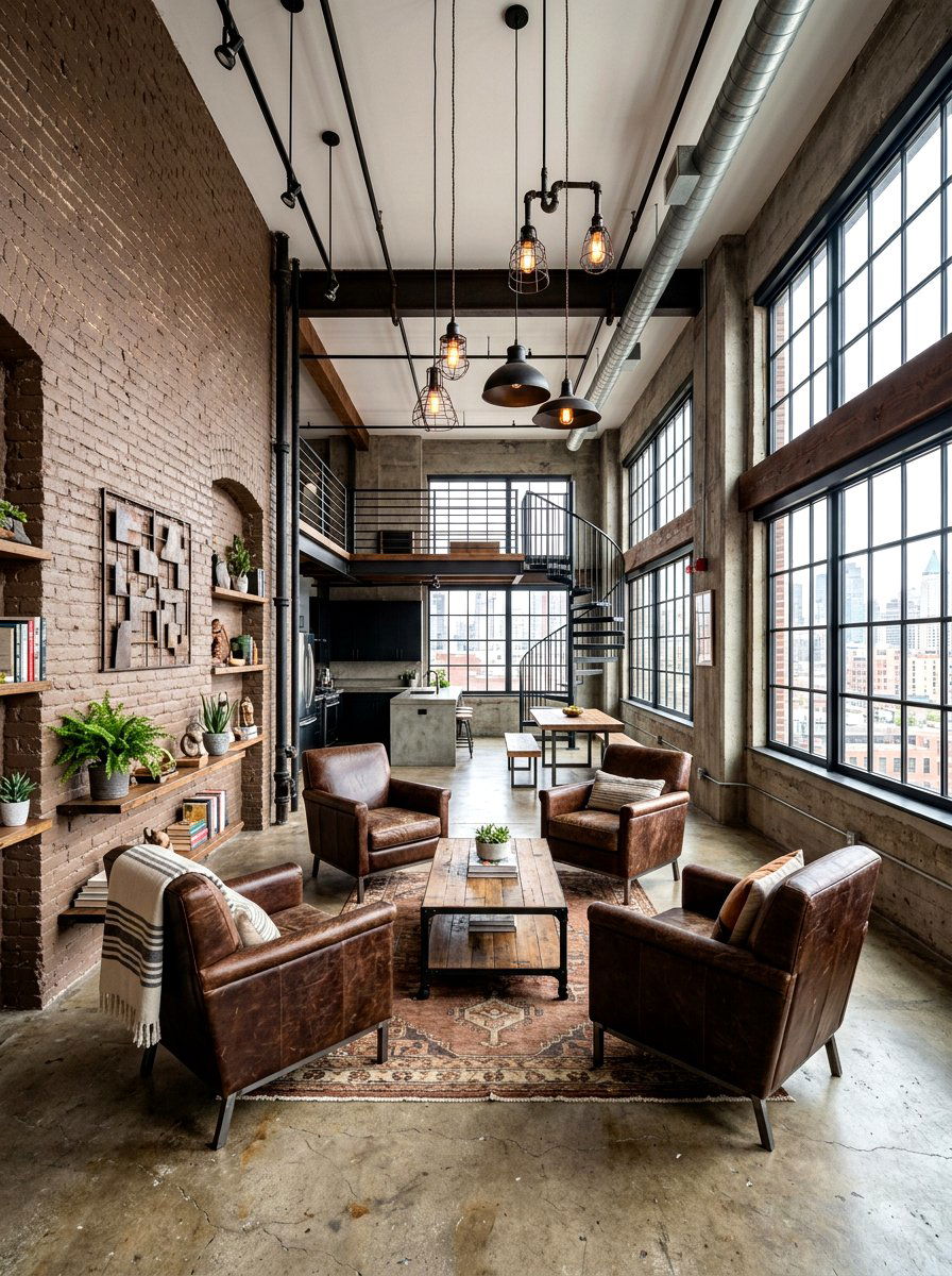 Mocha Industrial Loft - 30 mocha room ideas