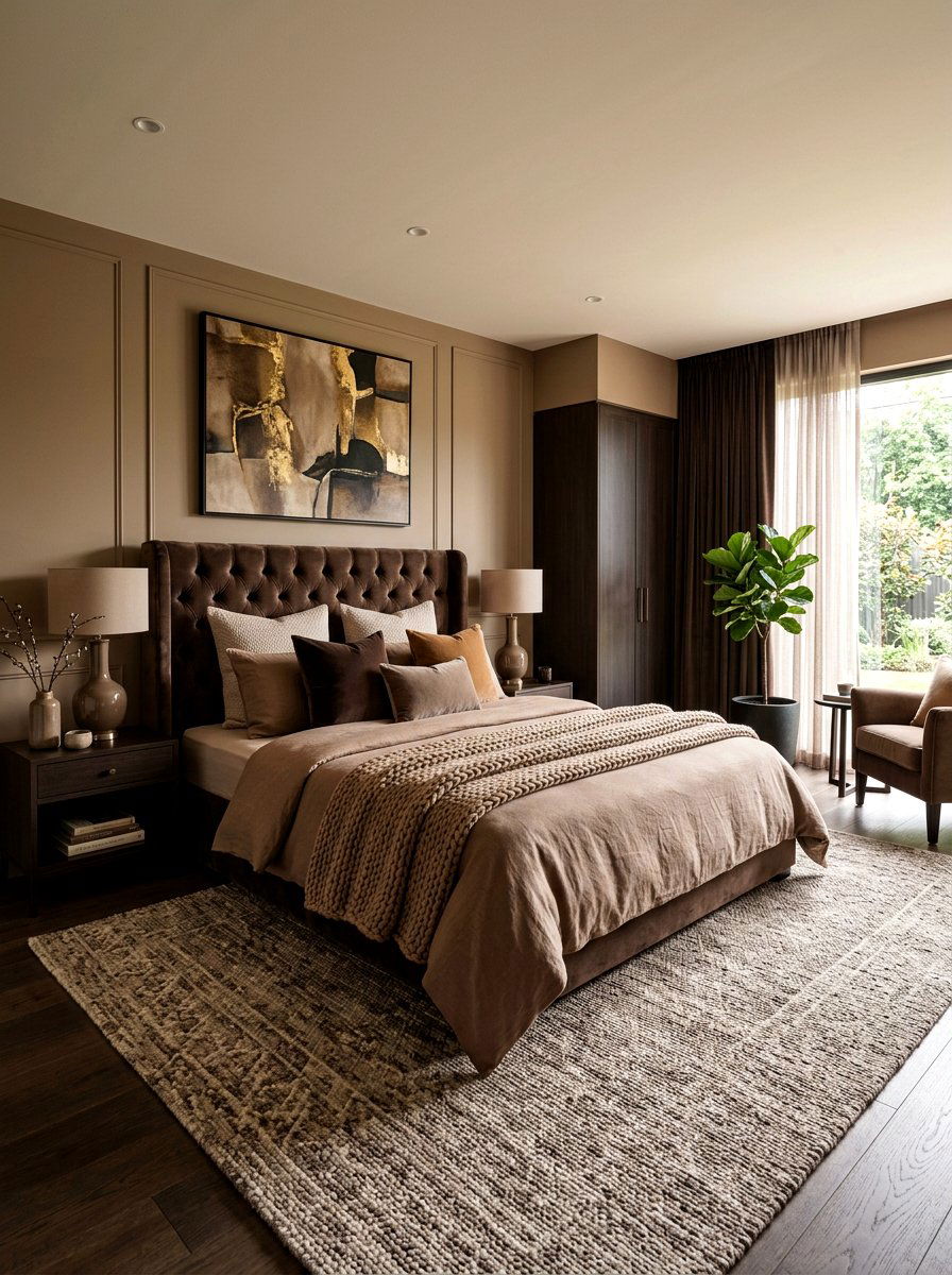 Mocha Monochromatic Bedroom - 30 mocha room ideas