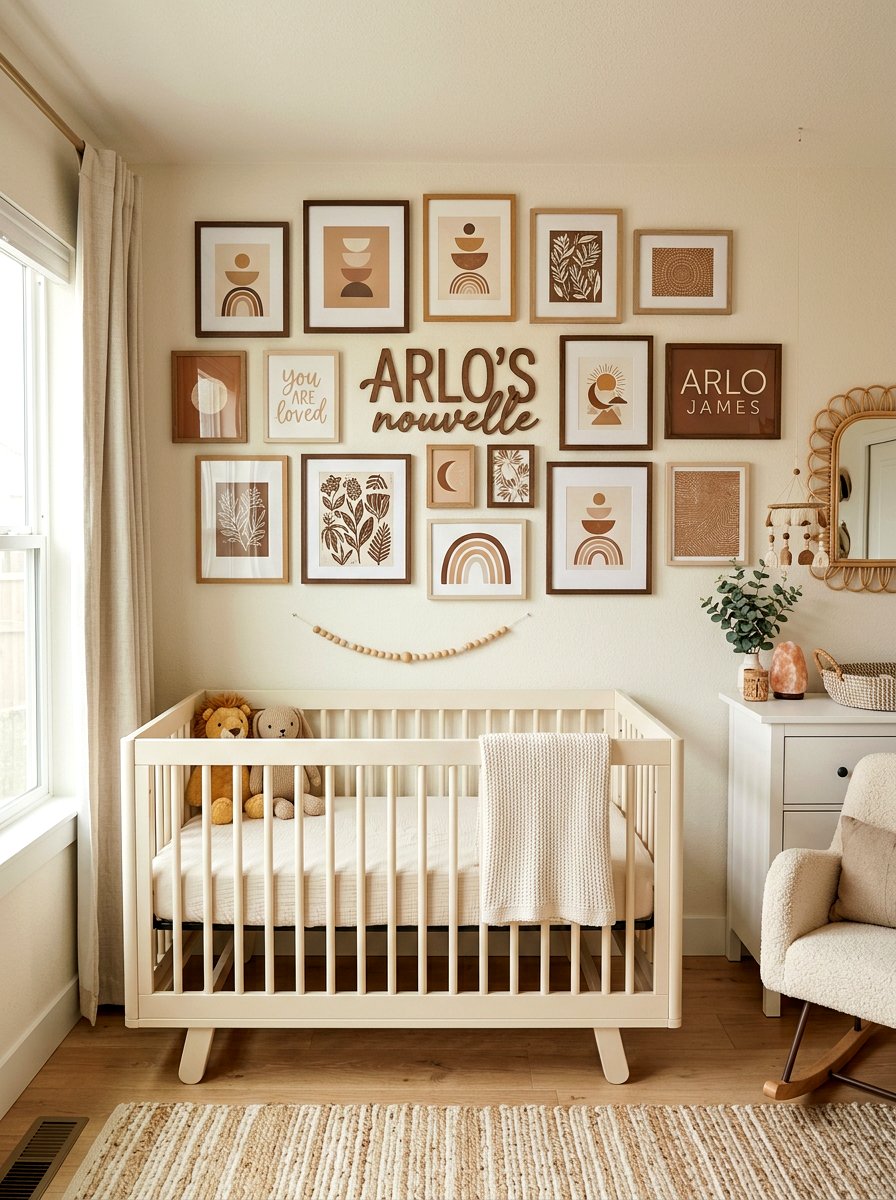 Mocha Nursery Gallery Wall - 30 mocha nursery ideas