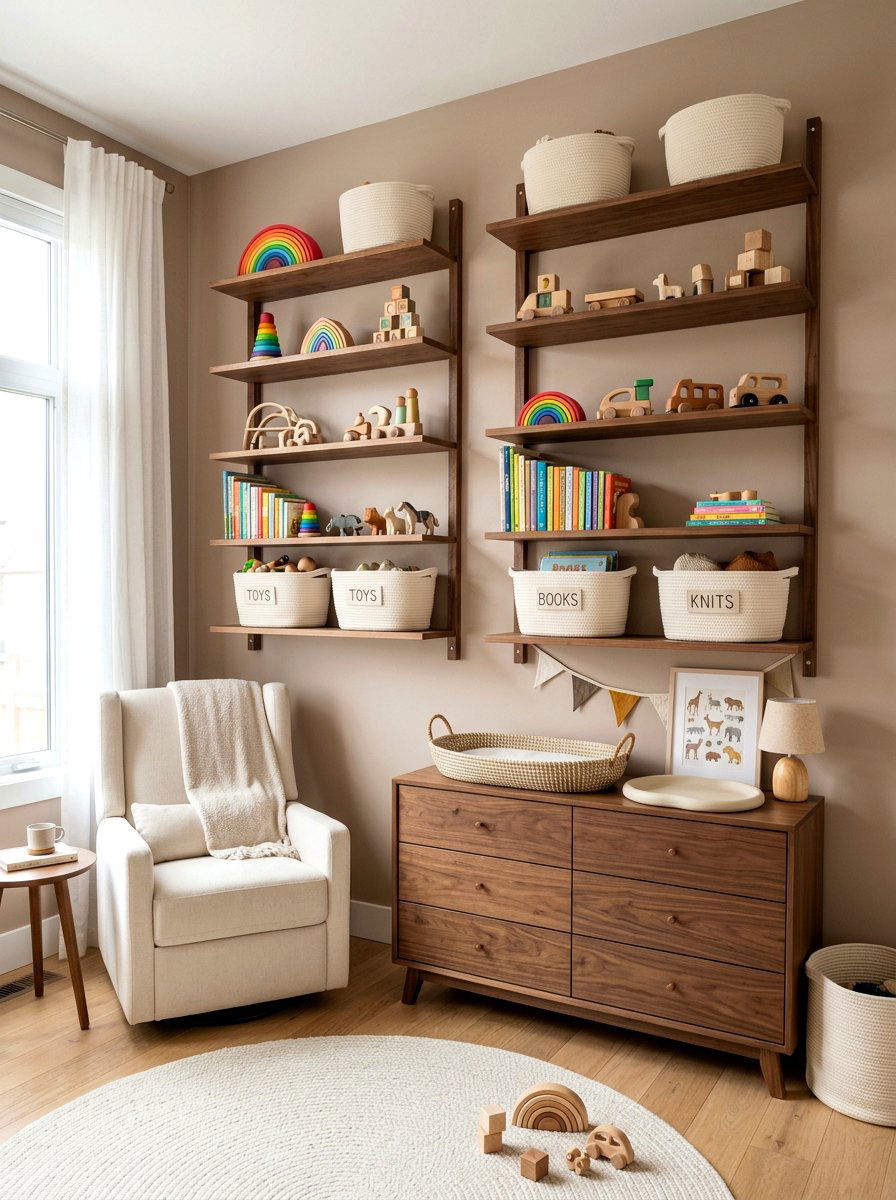 Mocha Nursery Shelving Units - 30 mocha nursery ideas