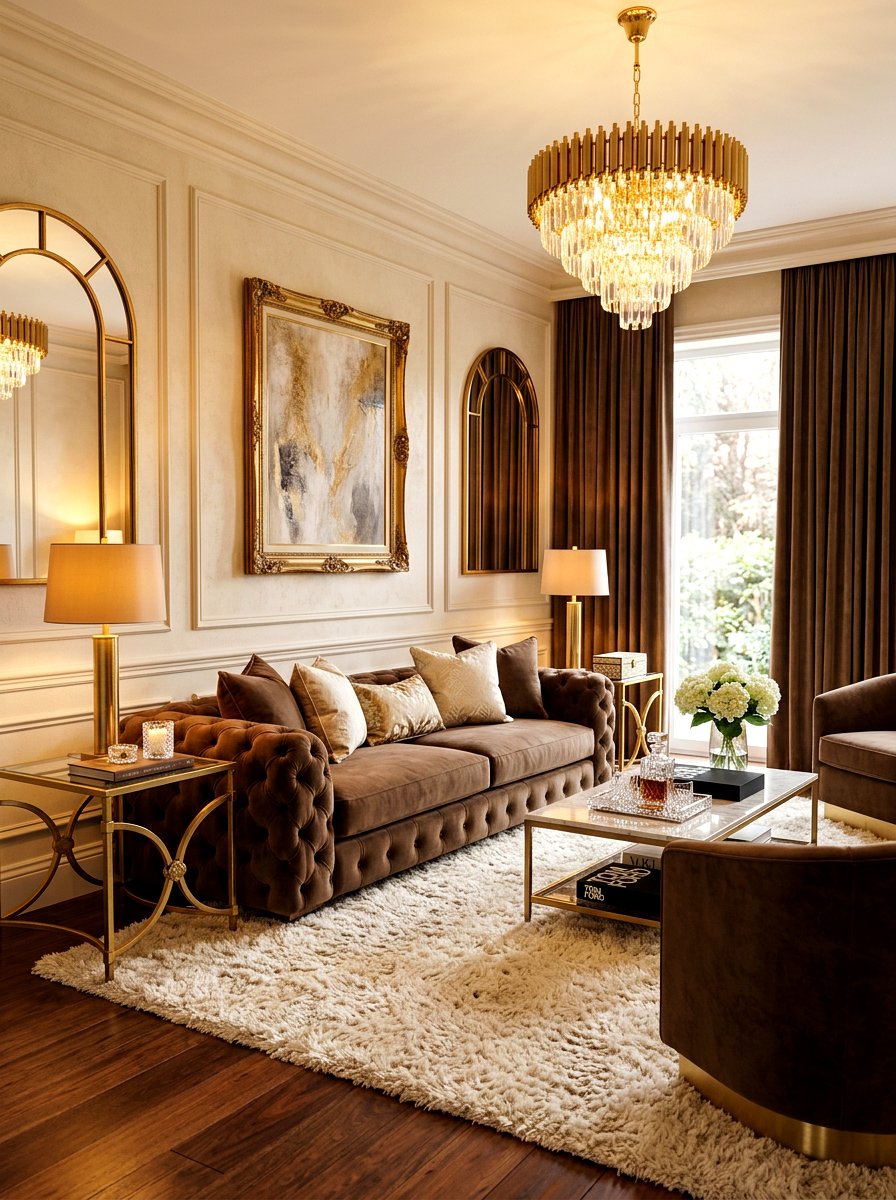Mocha Velvet Living Room - 30 mocha room ideas