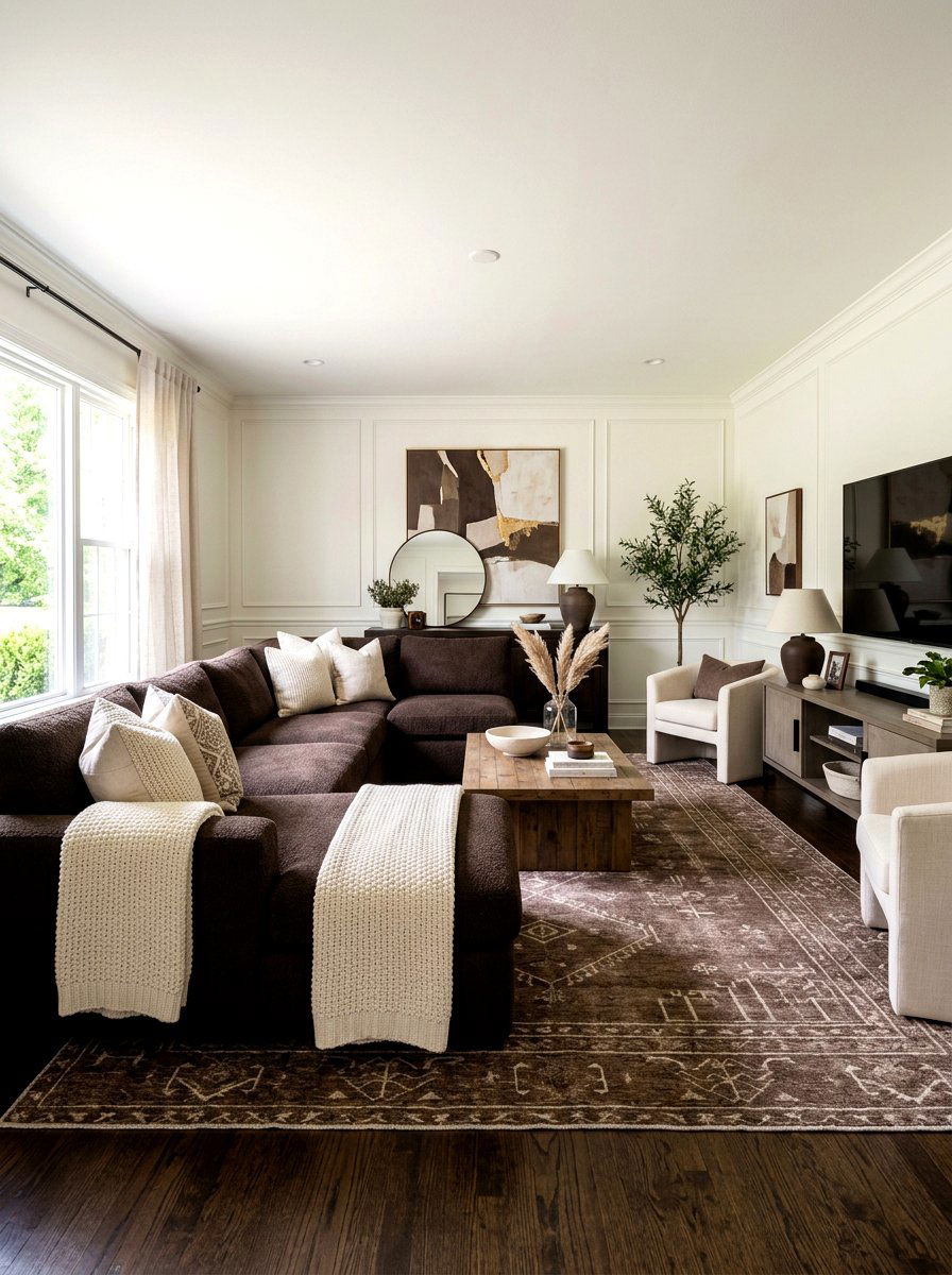 Mocha and cream living room - 30 monochrome mocha living room ideas