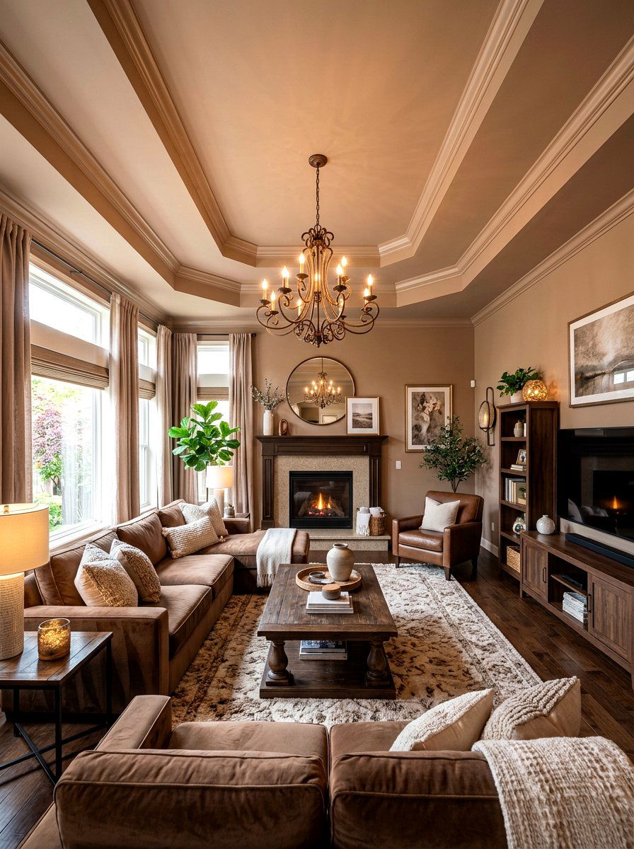 Mocha ceiling living room - 30 monochrome mocha living room ideas