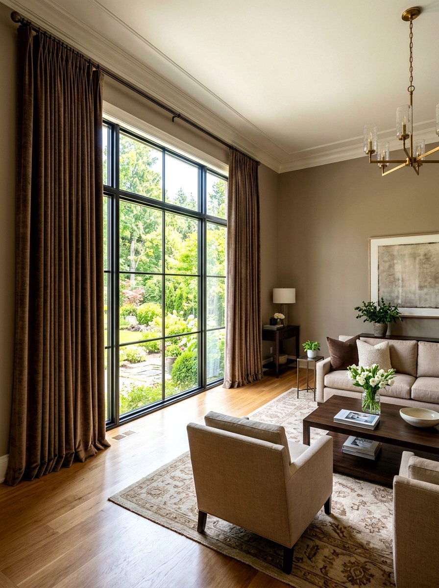 Mocha curtains living room - 30 monochrome mocha living room ideas