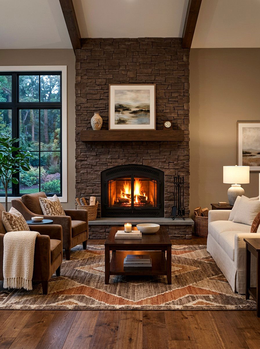 Mocha fireplace living room - 30 monochrome mocha living room ideas