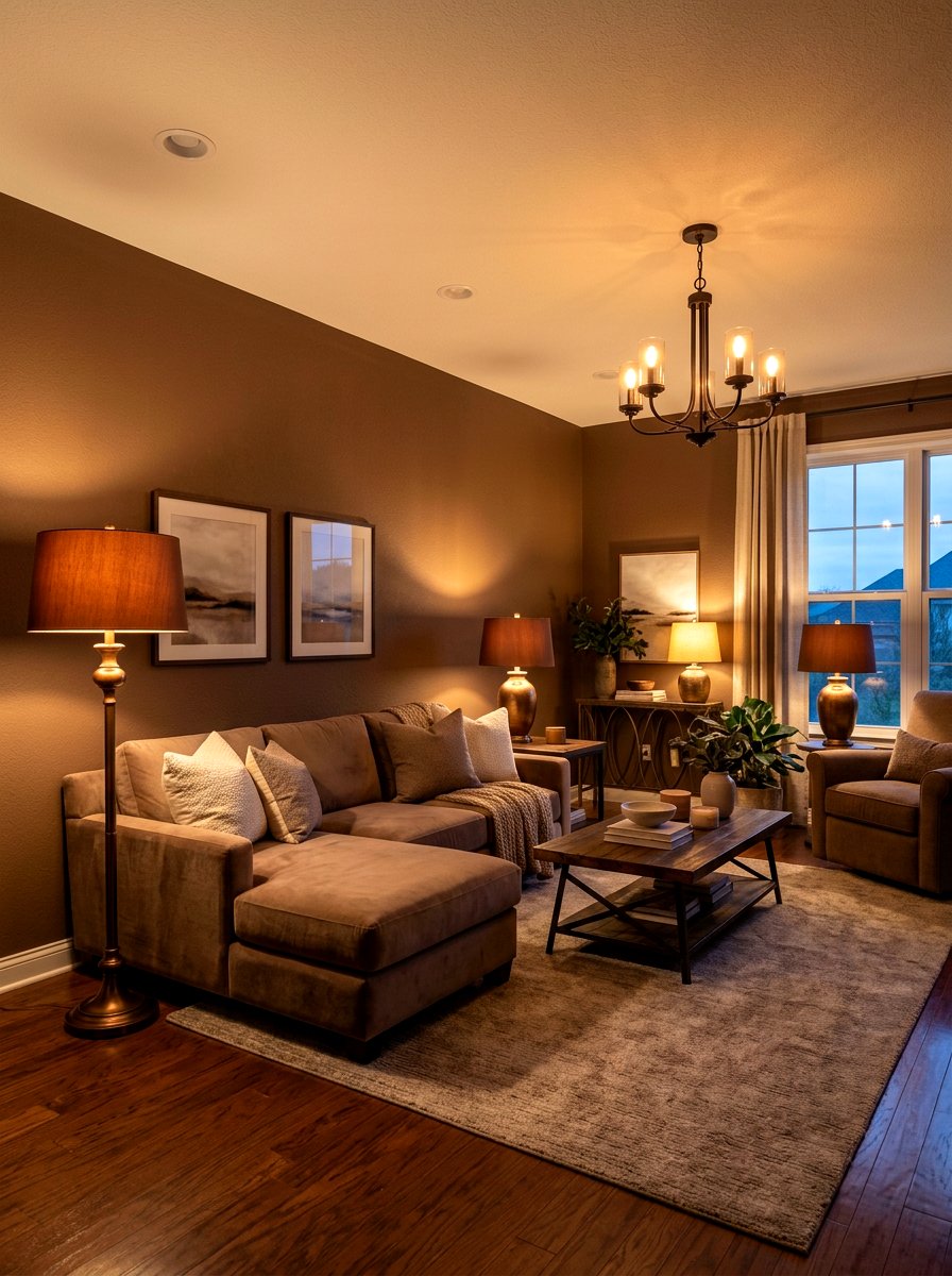 Mocha lighting living room - 30 monochrome mocha living room ideas