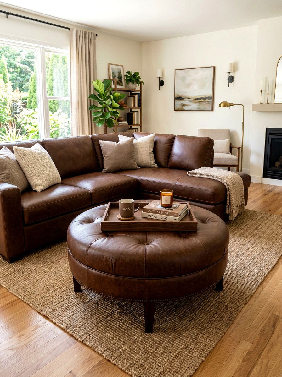 Mocha ottoman living room - 30 monochrome mocha living room ideas
