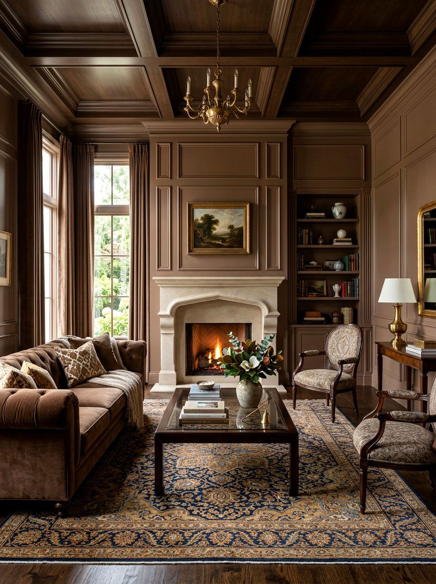 Mocha paneling living room - 30 monochrome mocha living room ideas
