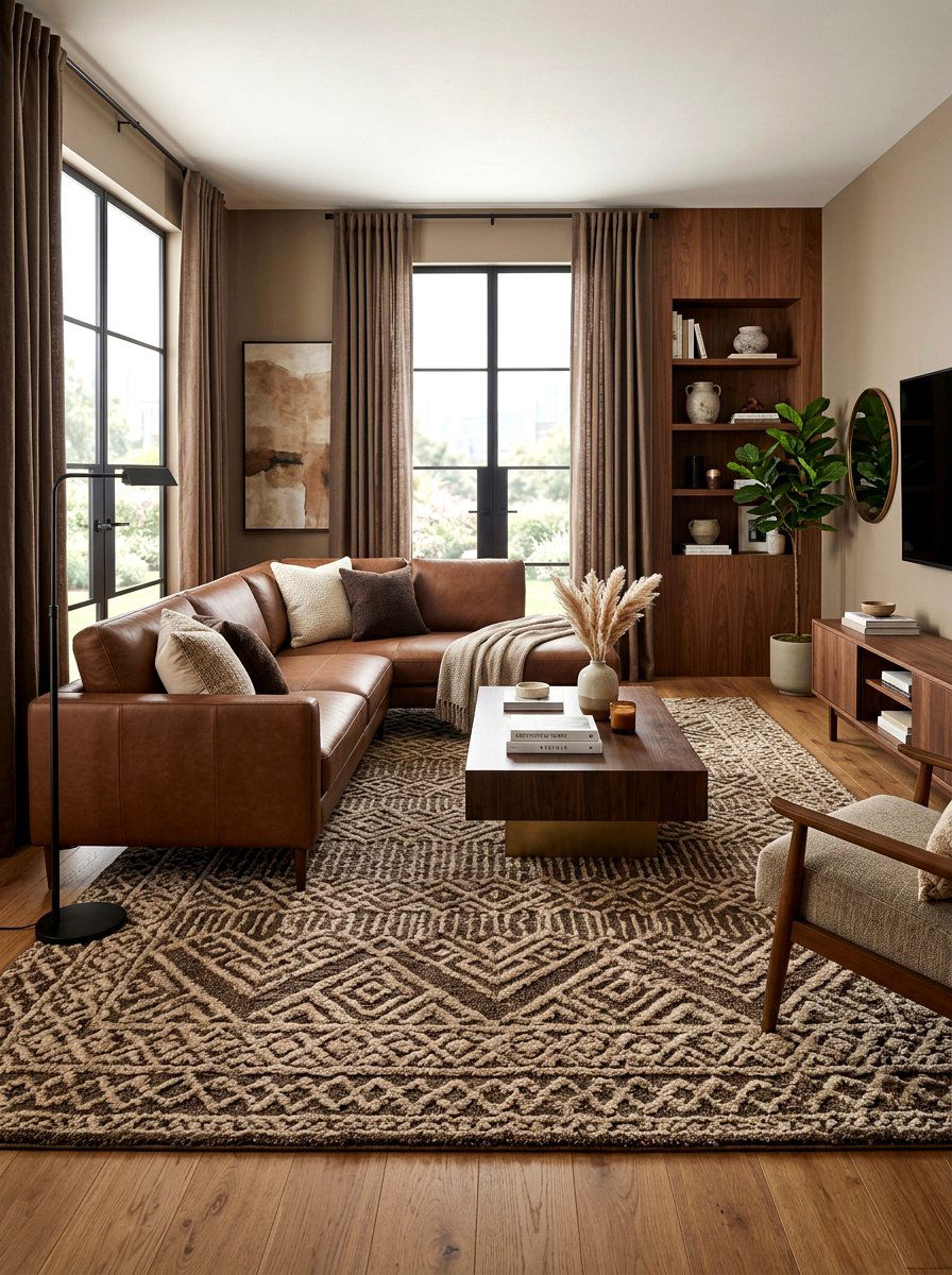 Mocha rug living room - 30 monochrome mocha living room ideas