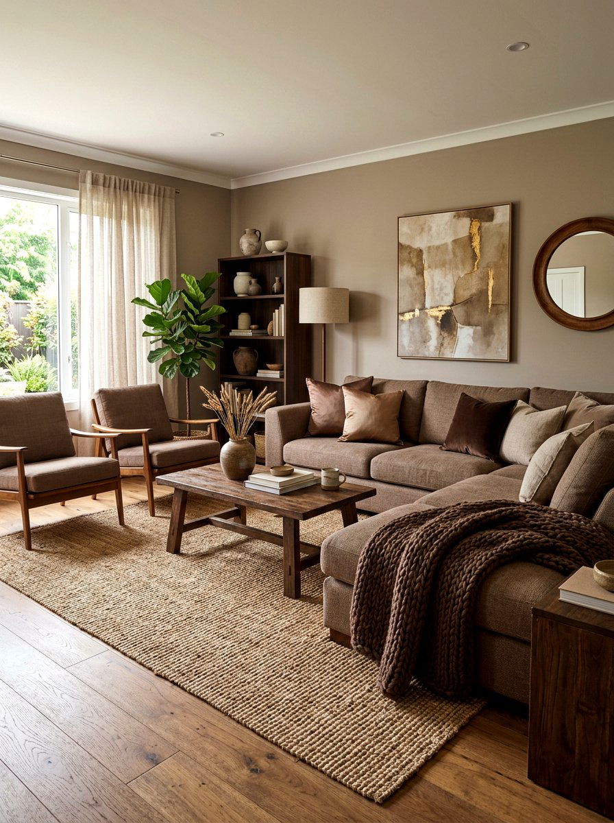 Mocha textures living room - 30 monochrome mocha living room ideas