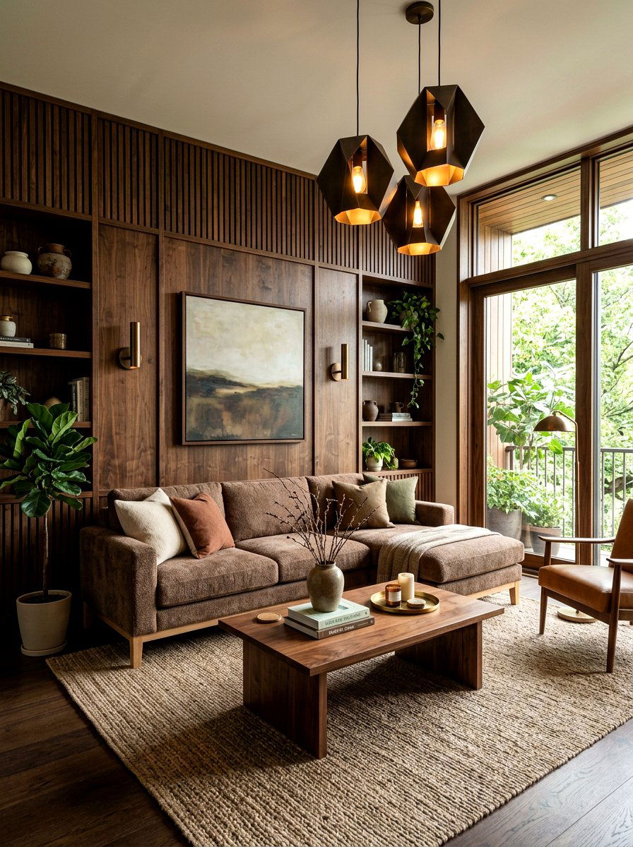 Mocha wood living room - 30 monochrome mocha living room ideas