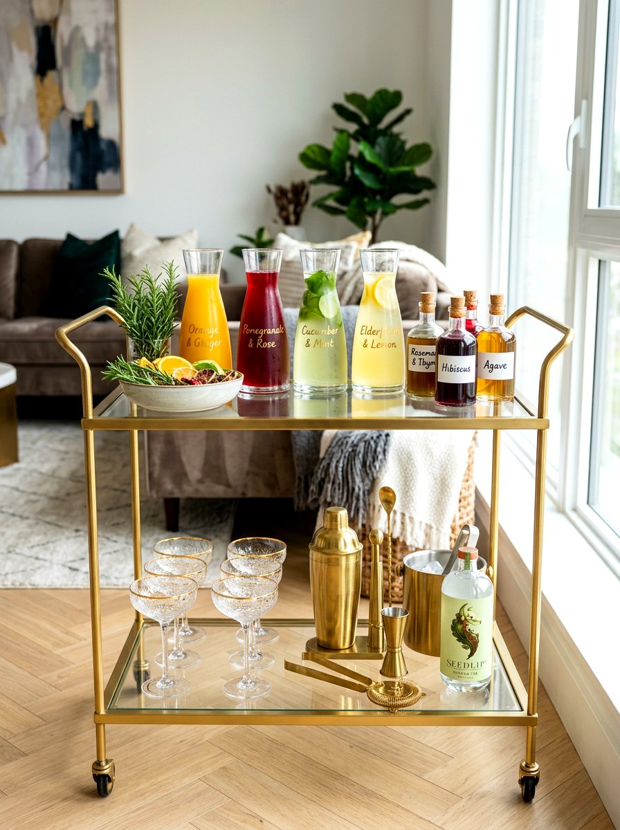 Mocktail Crafting Bar - 30 romantic hosting at home ideas
