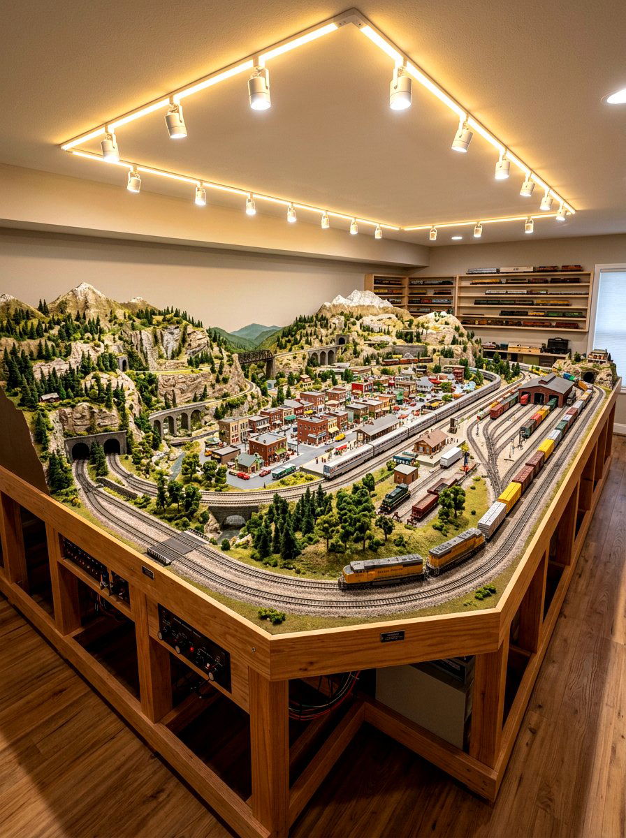 Model Train Layout - 30 garage hobby room ideas