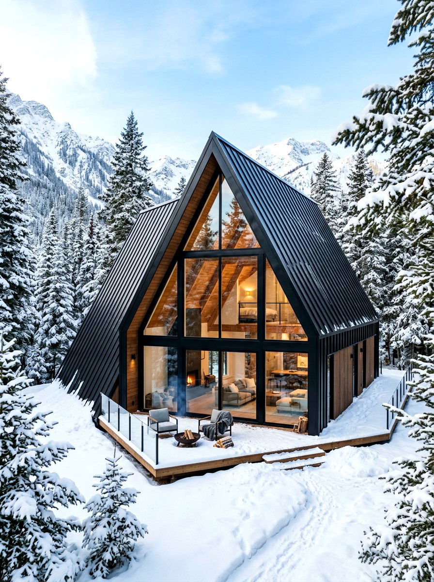 Modern A frame cabin - 30 cabin exterior ideas