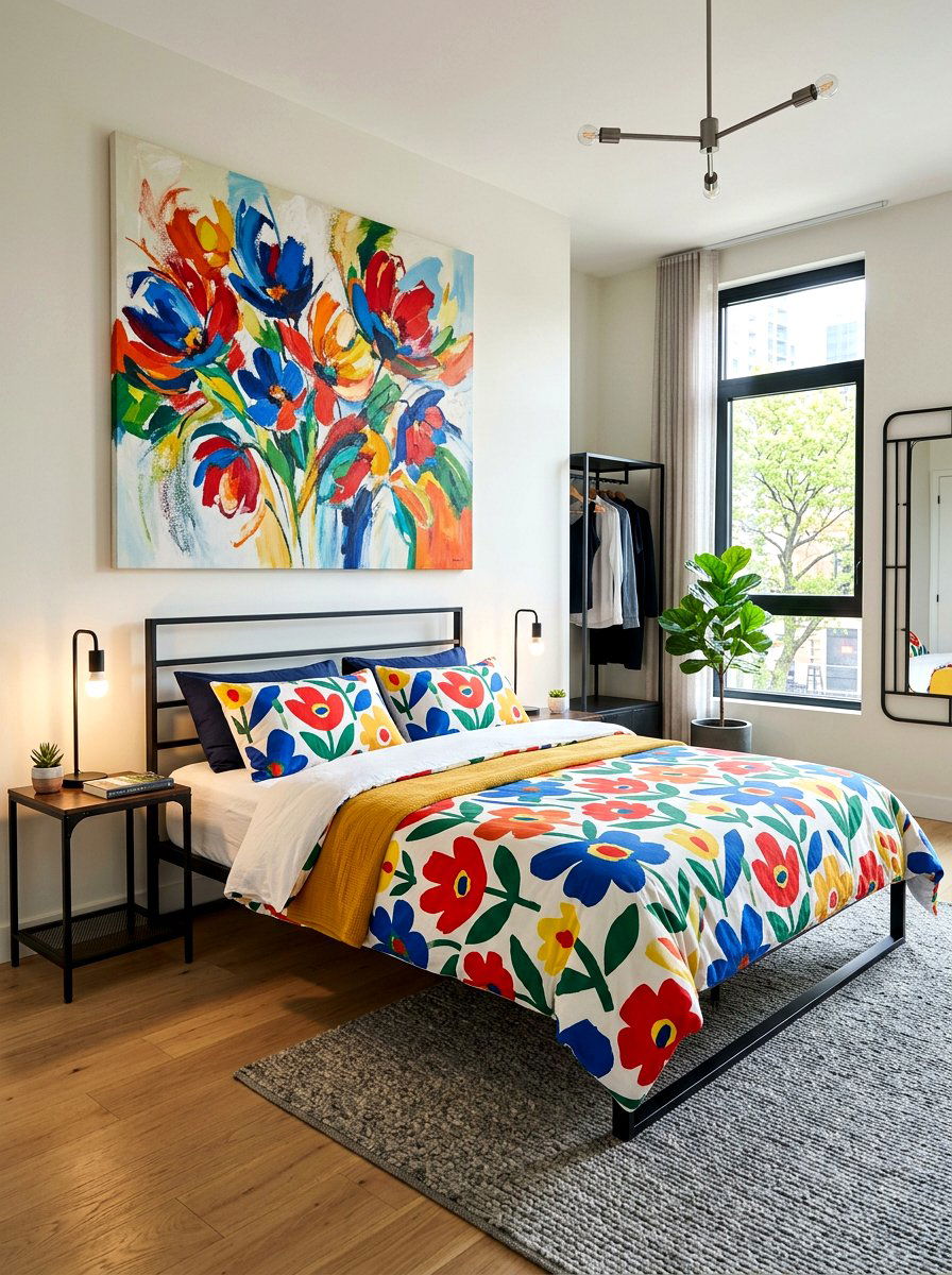 Modern Abstract Bloom - 30 romantic floral bedroom ideas