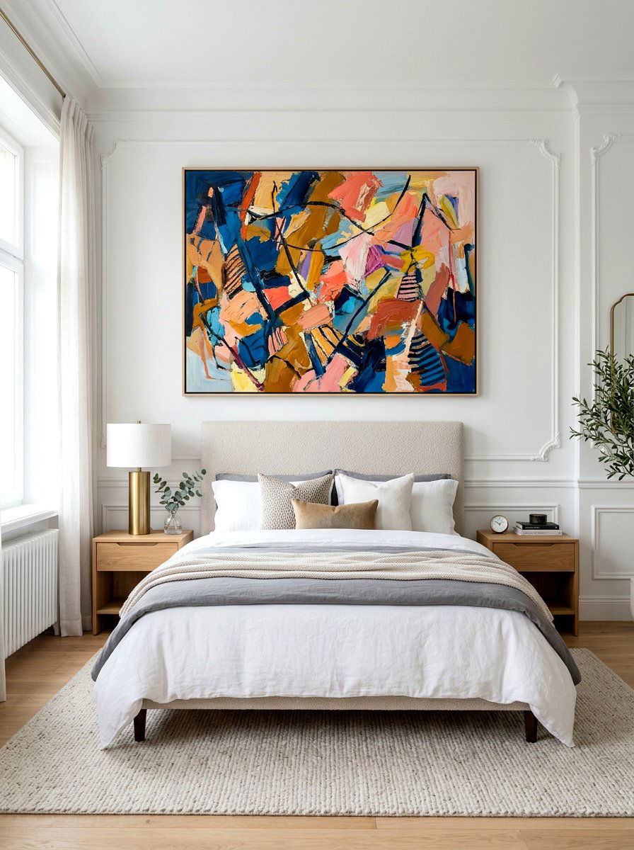 Modern Abstract Painting - 30 Parisian bedroom ideas