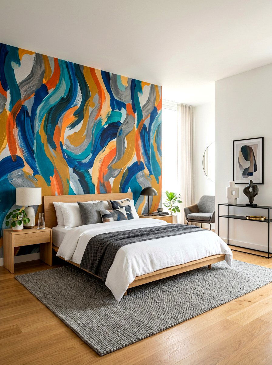 Modern Abstract Wallpaper - 30 bedroom wallpaper accent ideas