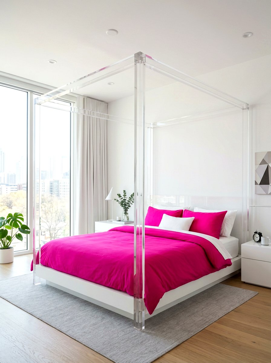Modern Acrylic Canopy Bed - 30 statement canopy bed bedroom ideas