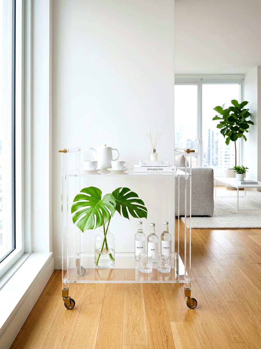 Modern Acrylic Cart - 30 champagne cart decor ideas