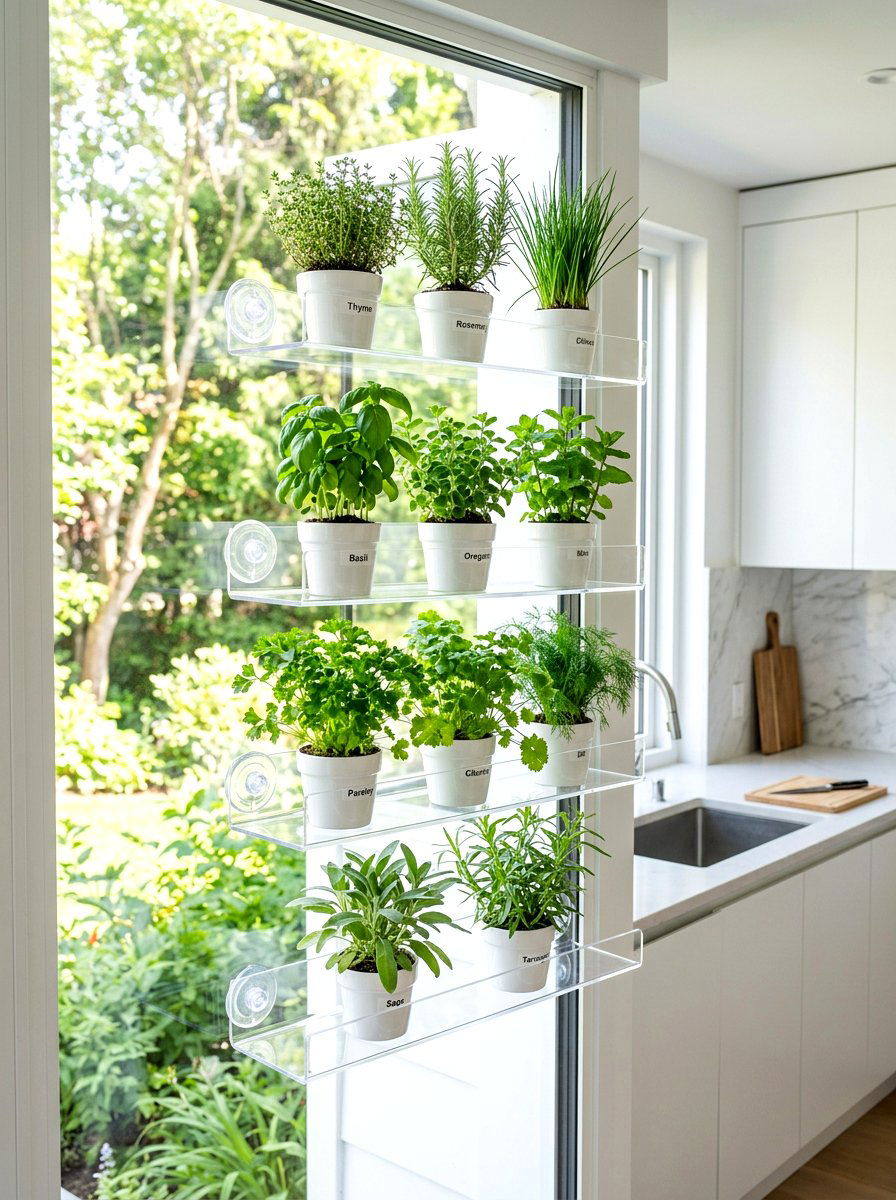 Modern Acrylic Herb Shelf - 30 hanging herb garden ideas