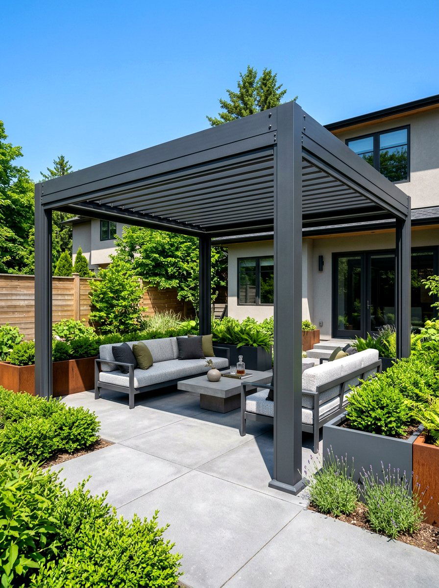 Modern Aluminum Courtyard Pergola - 30 courtyard pergola ideas