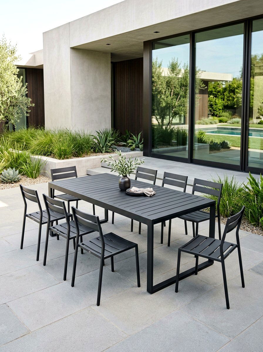 Modern Aluminum Dining Set - 30 garden dinner table ideas