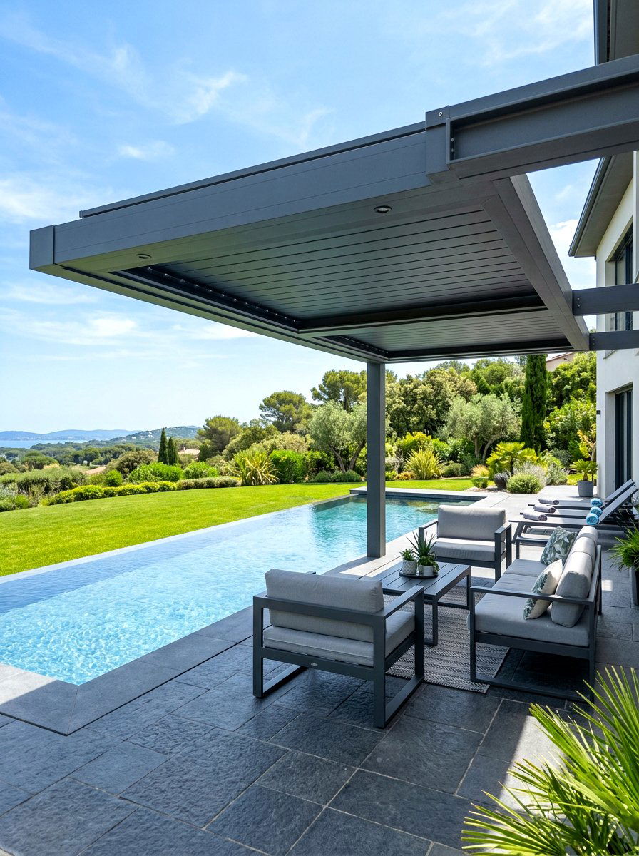 Modern Aluminum Pergola - 30 poolside pergola ideas