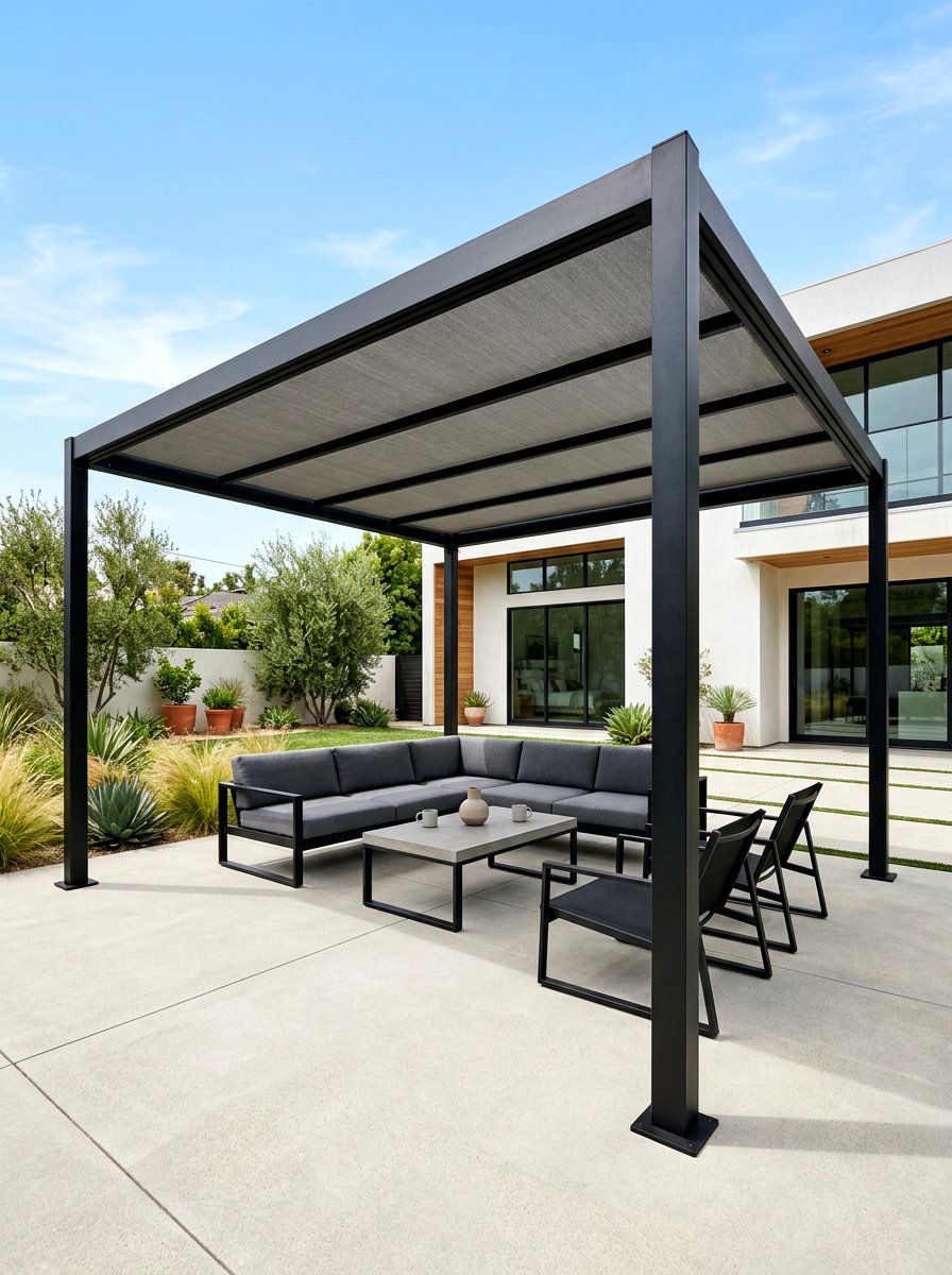 Modern Aluminum Pergola - 30 retractable canopy patio ideas